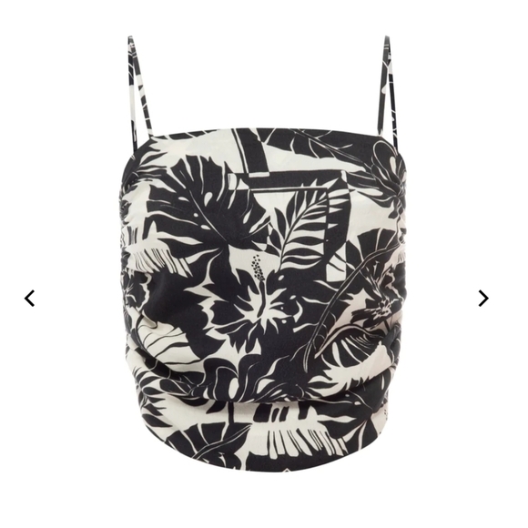 Le‎ Superbe, Crepe Floral Print Luau Tube Top, Black & White, Size M/L - Picture 8 of 14